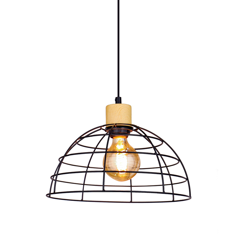 Lustre de ferro de meia gaiola de estilo industrial